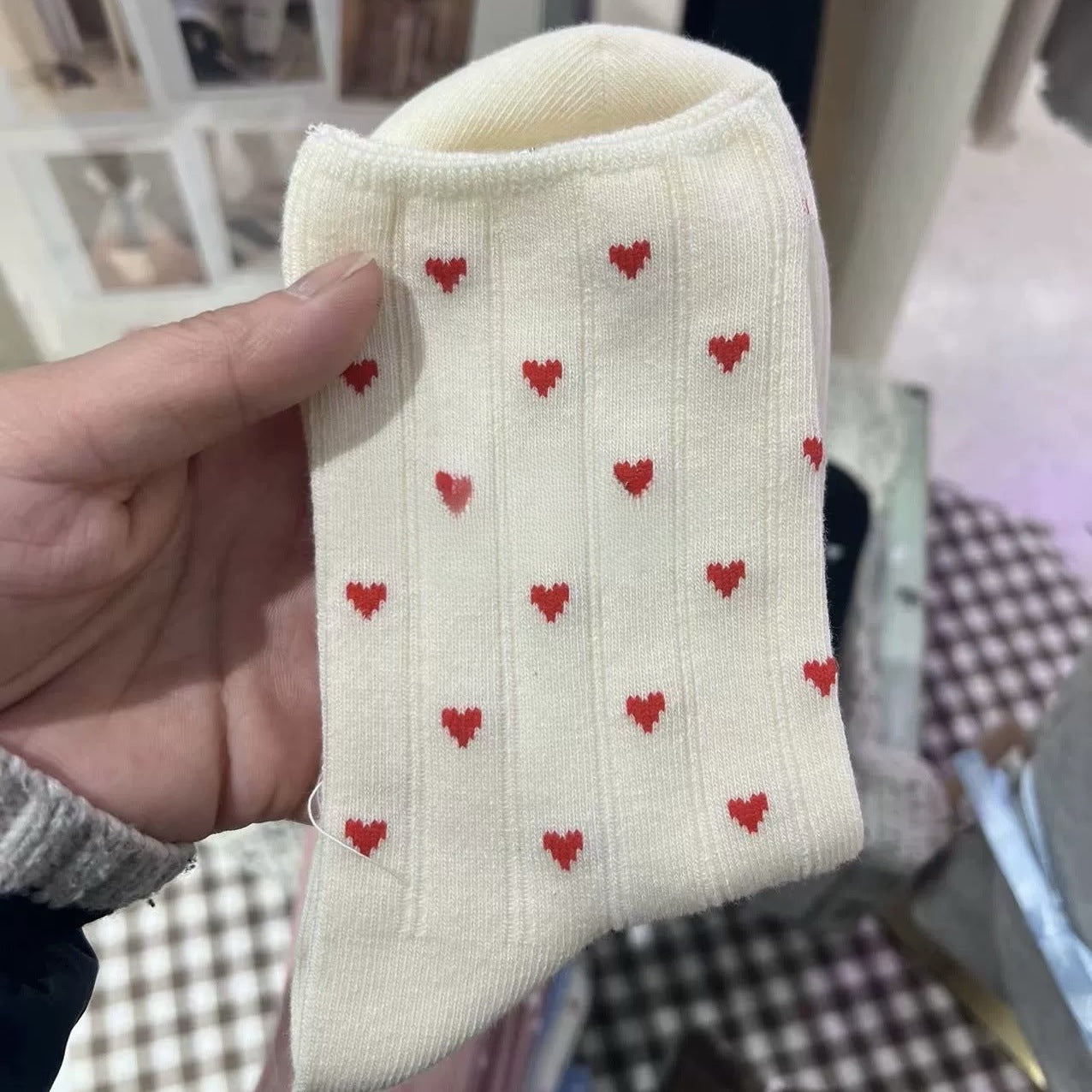 Cute Heart Print Ankle Socks for Women | Soft Cotton Everyday Socks
