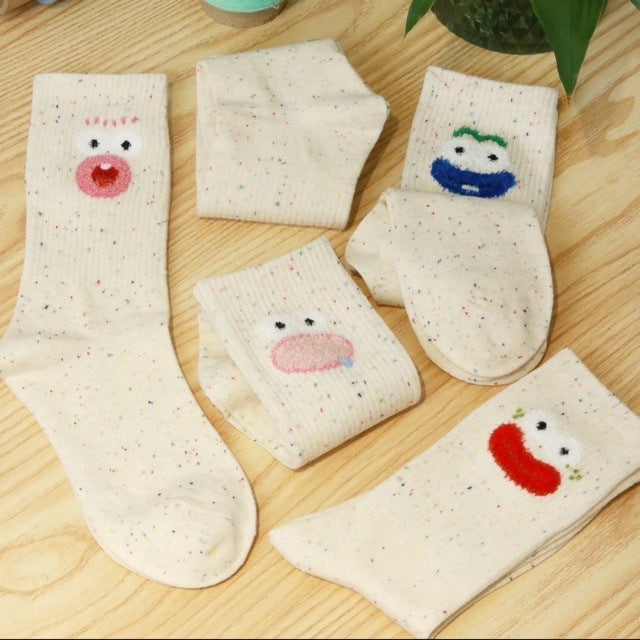 Quirky Novelty Crew Socks | Speckled Cartoon Socks for Women
