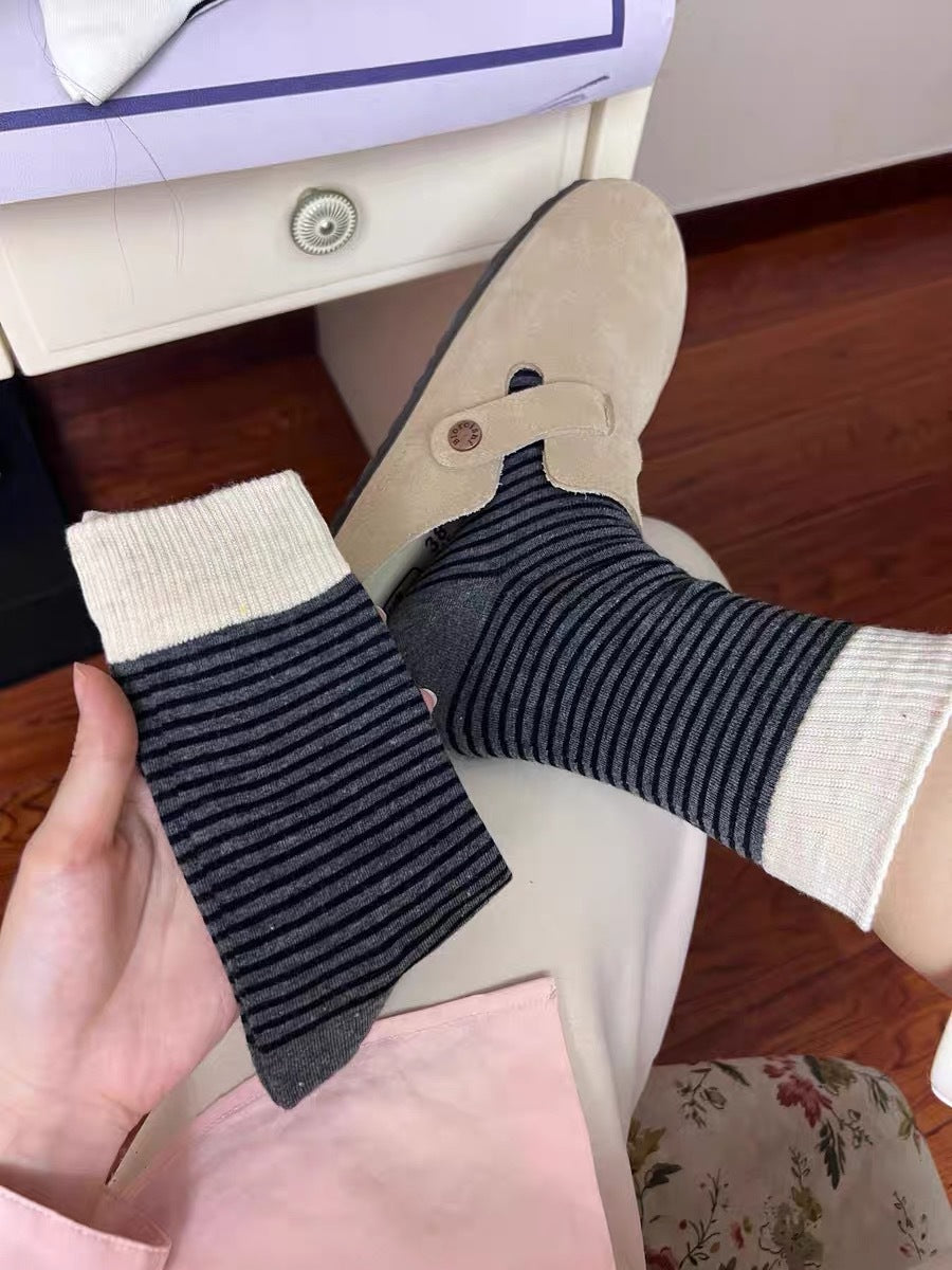 Women's Colorblock Striped Slouch Crew Socks | Casual Cotton Socks