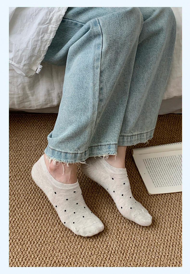 Polka Dot No Show Socks for Women | Breathable Cotton Low Cut