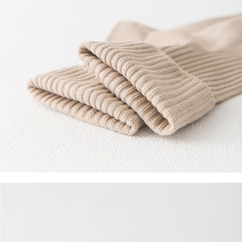 Ribbed Cotton Crew Socks for Women | Neutral Winter Slouch Socks