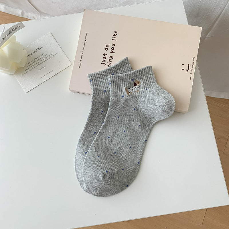 Cute Dachshund Dot Ankle Socks for Women | Breathable Summer Socks