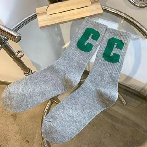 Trendy C Logo Crew Socks for Women | Soft Everyday Casual Socks