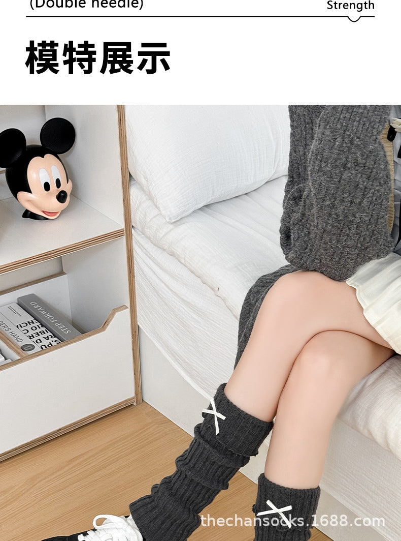 Cozy Ruffled Bow Slouch Socks for Women | Warm Winter JK Socks