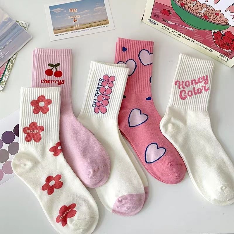 Cute Novelty Crew Socks for Women | Sweet Patterned Cotton Socks
