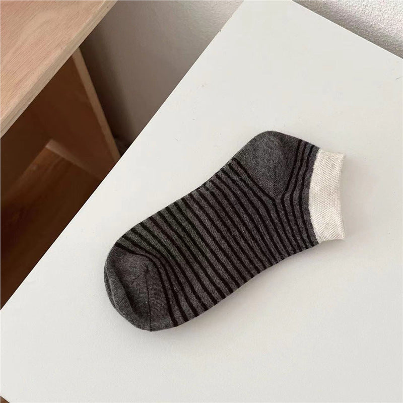 Striped Ankle Socks for Women | Color Block Cotton Casual Socks