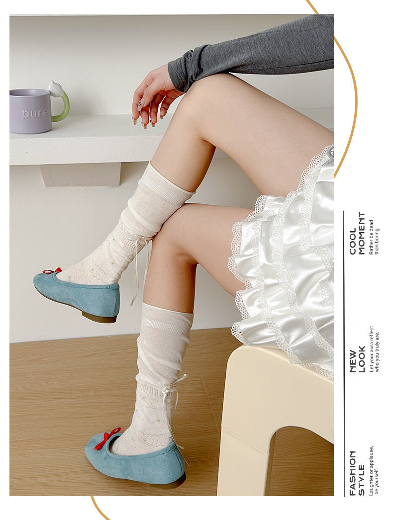 Cotton Floral Ballet Crew Socks | Breathable Socks for Women