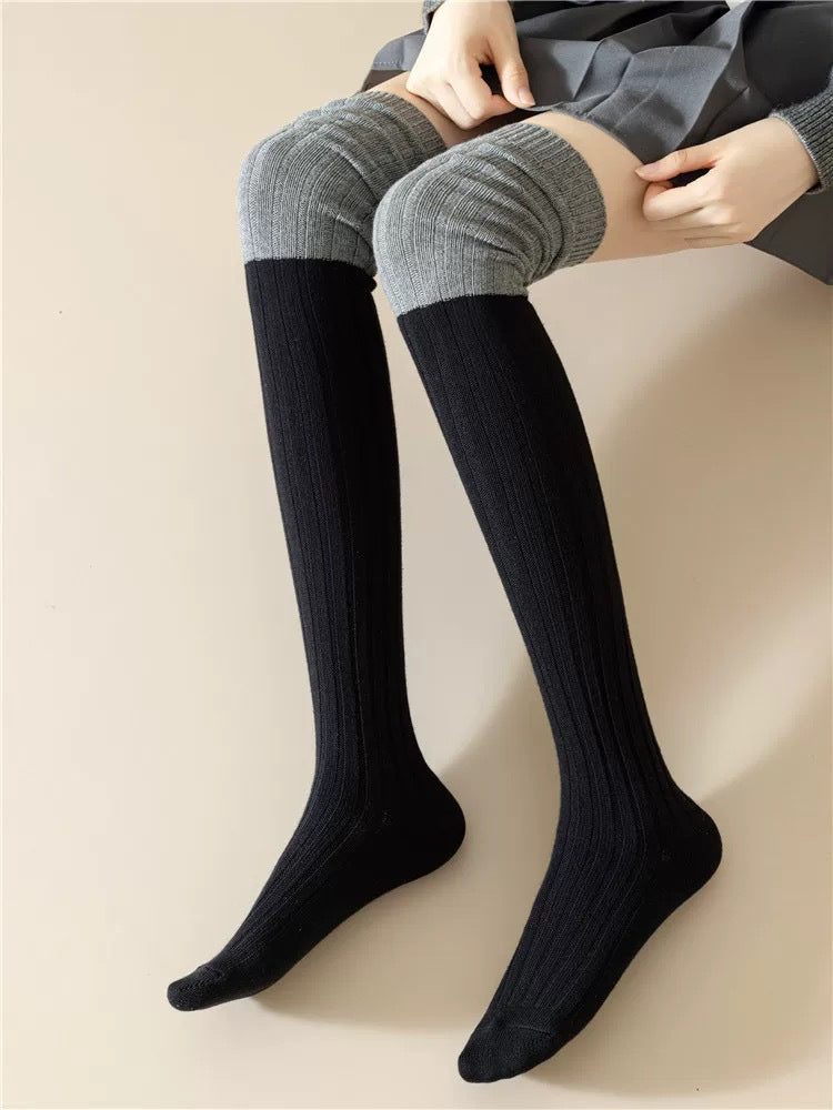 Color Block Striped Over-the-Knee Thigh High Socks For Women