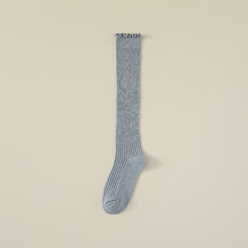 Ruffled Slouch Crew Socks | Women's Mid-Calf Cotton Socks