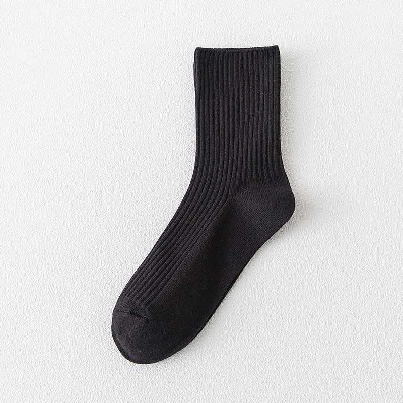 Ribbed Cotton Crew Socks for Women | Neutral Winter Slouch Socks