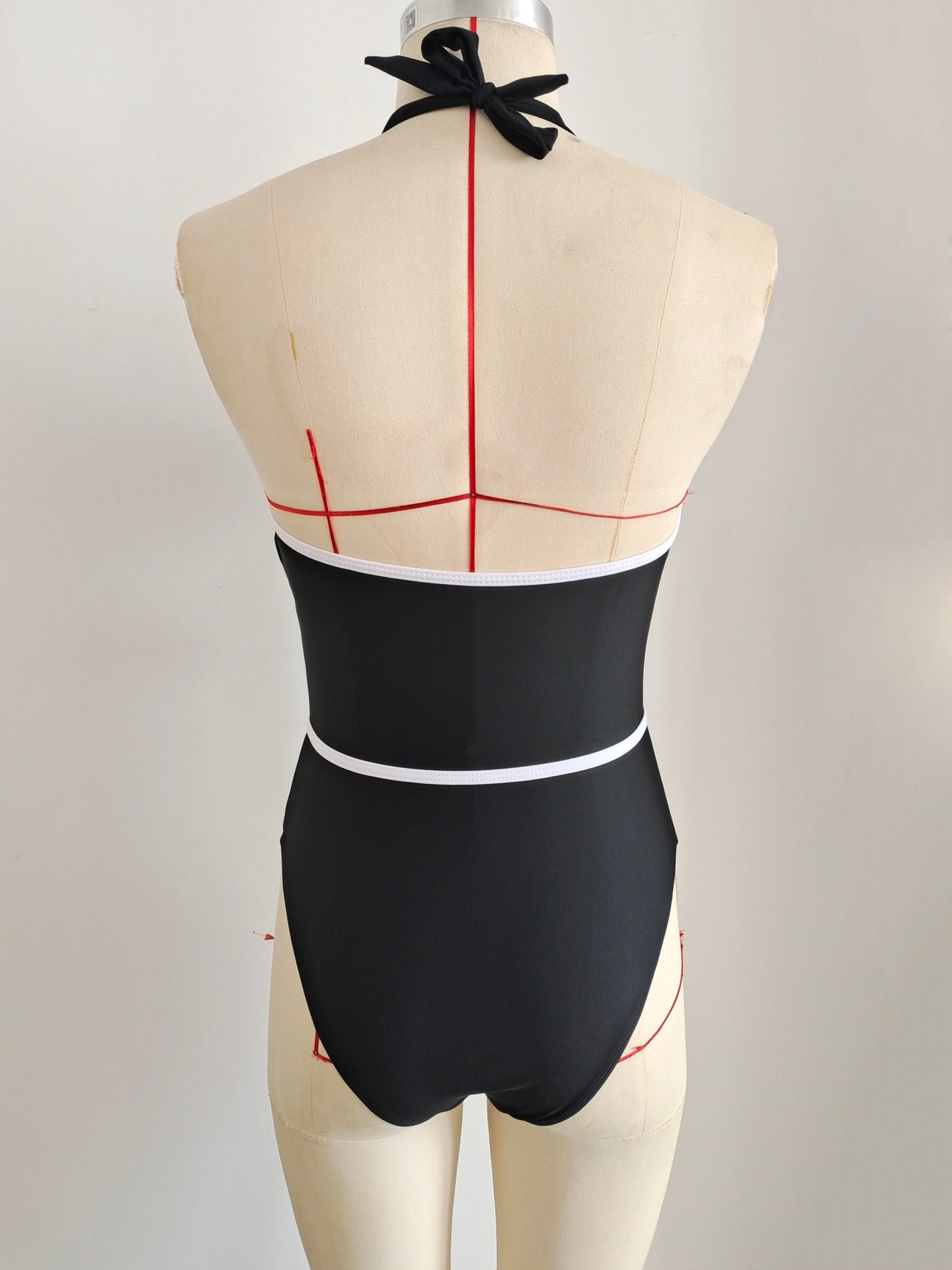 Black 3D Flower Halter One-Piece Swimsuit | Flattering Swimwear
