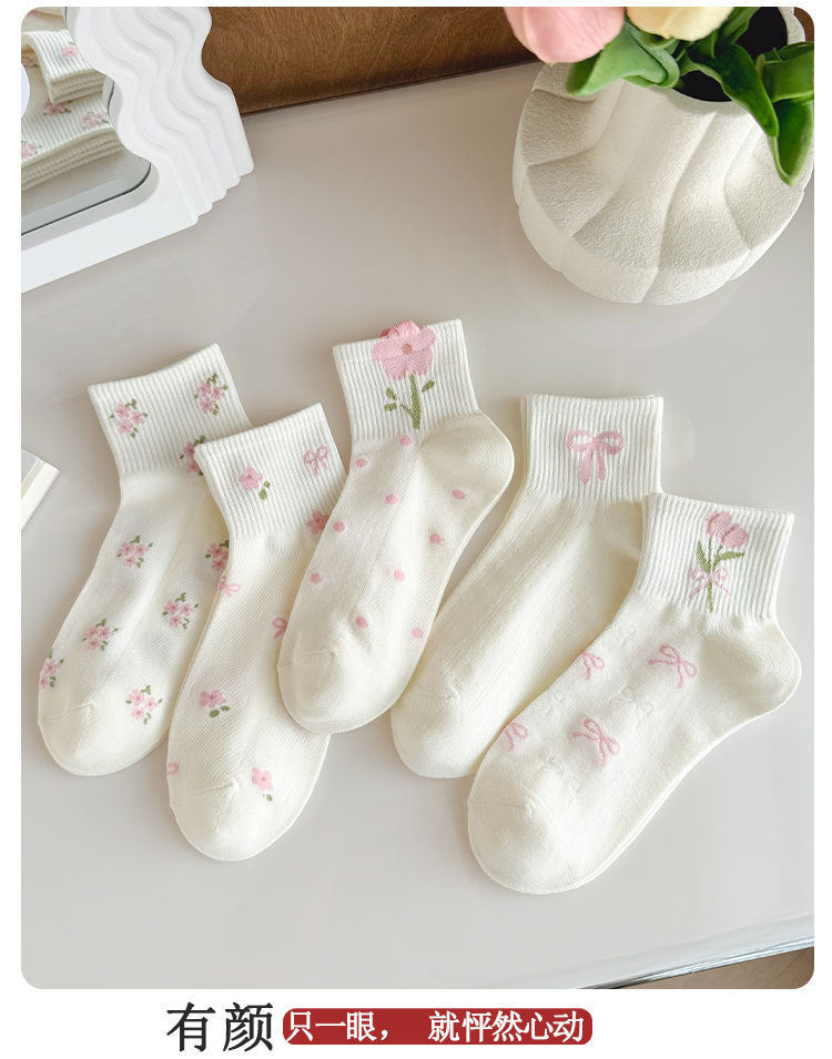 Dainty Floral Ankle Socks for Women | Breathable Everyday Socks