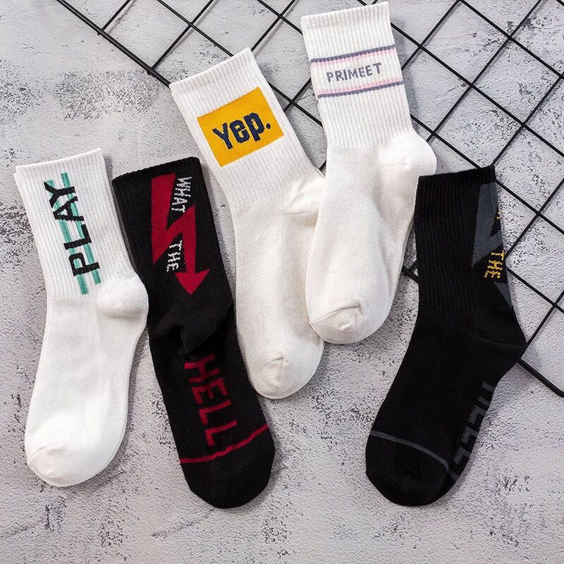 Trendy Graphic Crew Socks | Unisex Cotton Athletic Basketball Socks