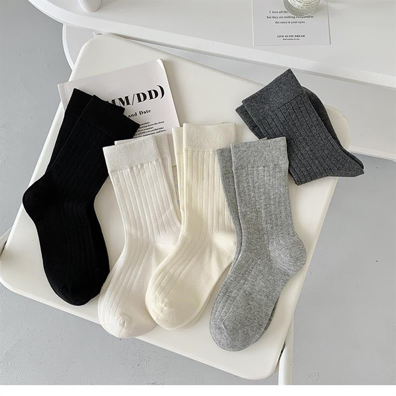 Ribbed Cotton Crew Socks for Women | Breathable Everyday Socks