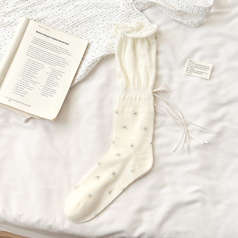 Cotton Floral Ballet Crew Socks | Breathable Socks for Women