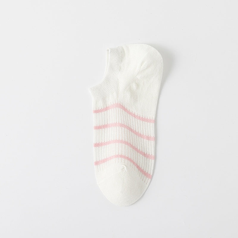 Striped No-Show Socks for Women | Breathable Non-Slip Socks