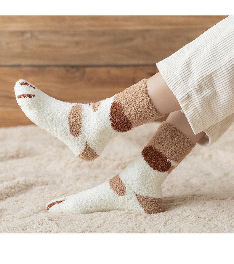 Fuzzy Cat Paw Cozy Crew Socks | Warm Winter Lounge Socks