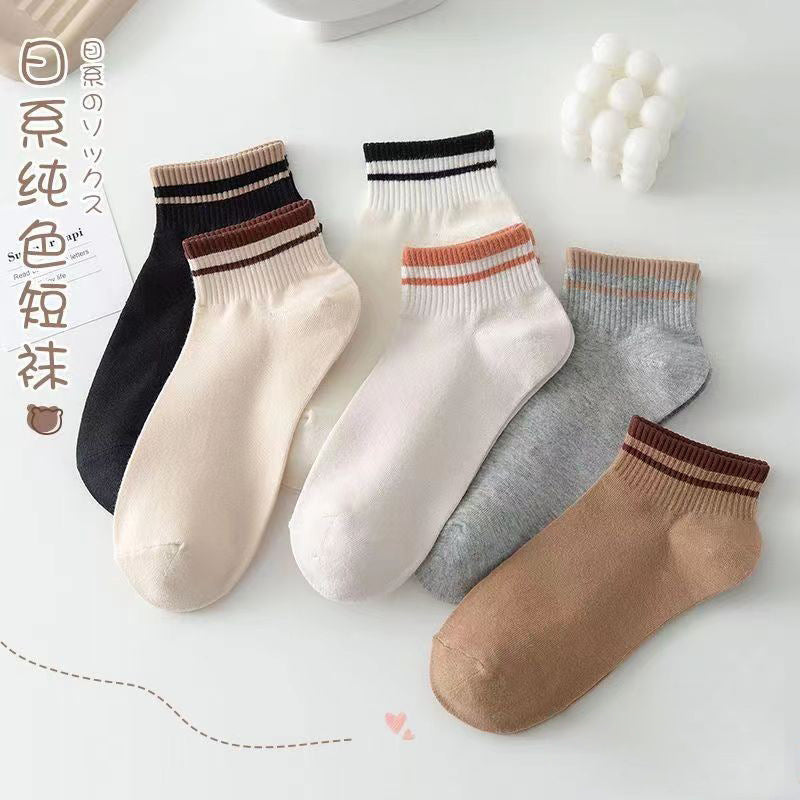 Striped Ankle Socks for Women | Breathable Cotton Casual Summer Socks
