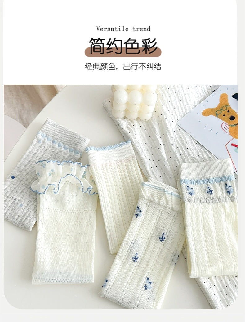 Cotton Floral Crew Socks | Breathable Summer Slouch Socks for Women