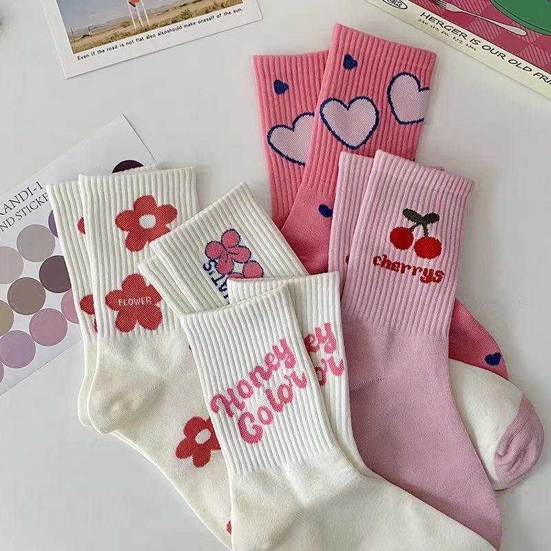 Cute Novelty Crew Socks for Women | Sweet Patterned Cotton Socks