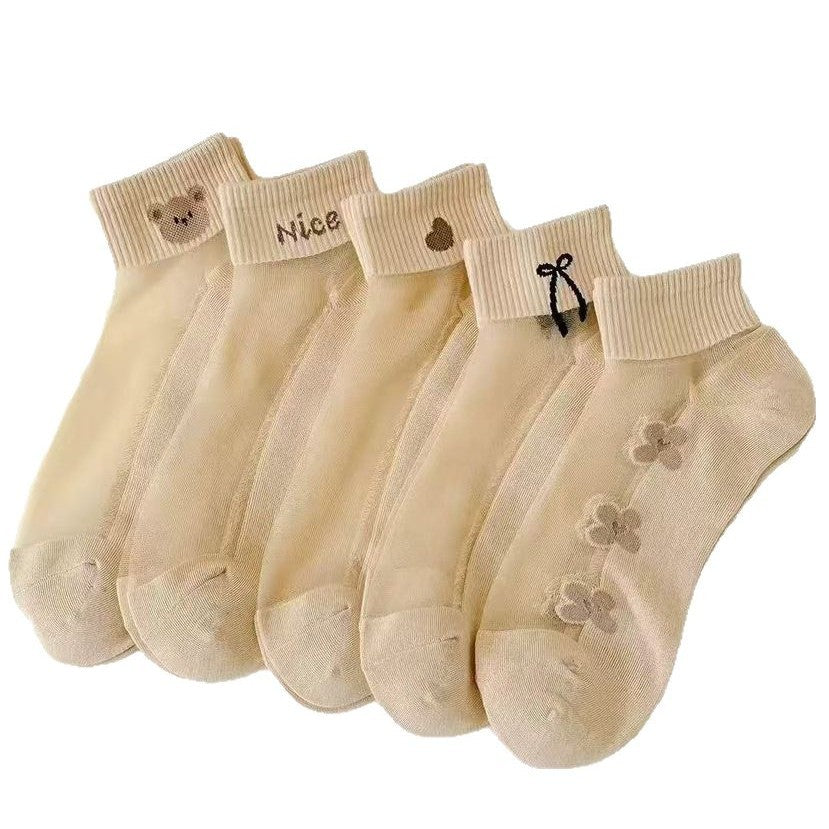 Cute Sheer Ankle Socks | Cotton Sole Summer Socks for Women
