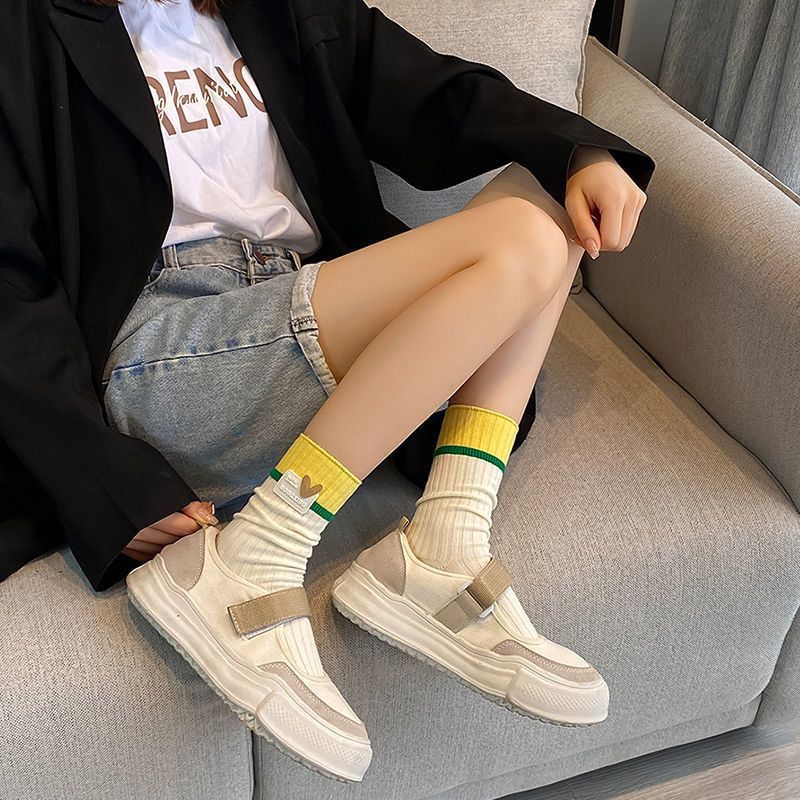 Trendy Colorblock Crew Socks for Women | Dopamine Style