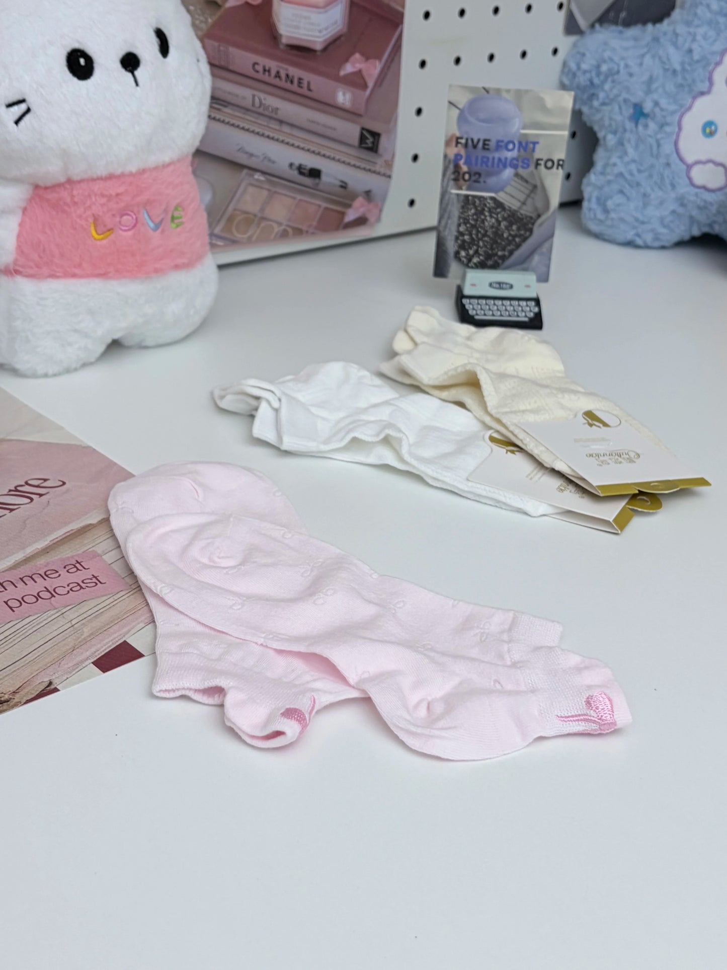 Women's Embroidered Bow Mesh Ankle Socks | Breathable Summer Socks