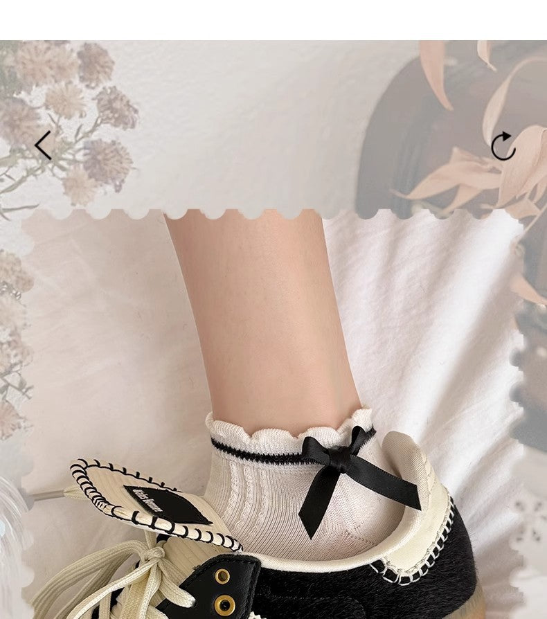 Sweet Bow Ruffle Ankle Socks | Breathable Summer Low Cut Socks for Women