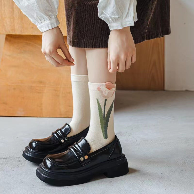 Floral Crew Socks for Women | Soft Cotton Patterned Socks