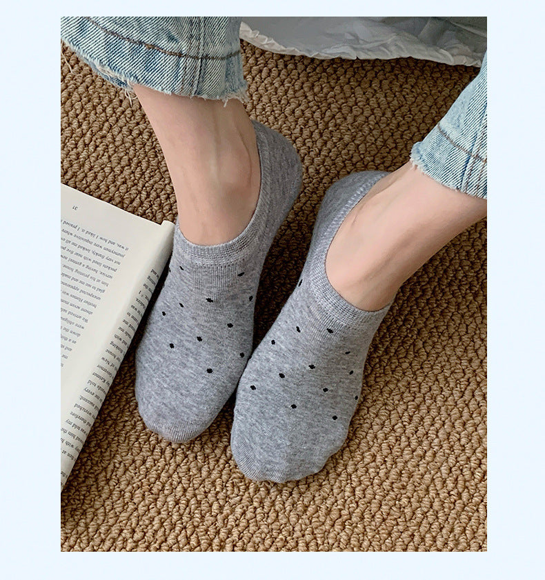 Polka Dot No Show Socks for Women | Breathable Cotton Low Cut