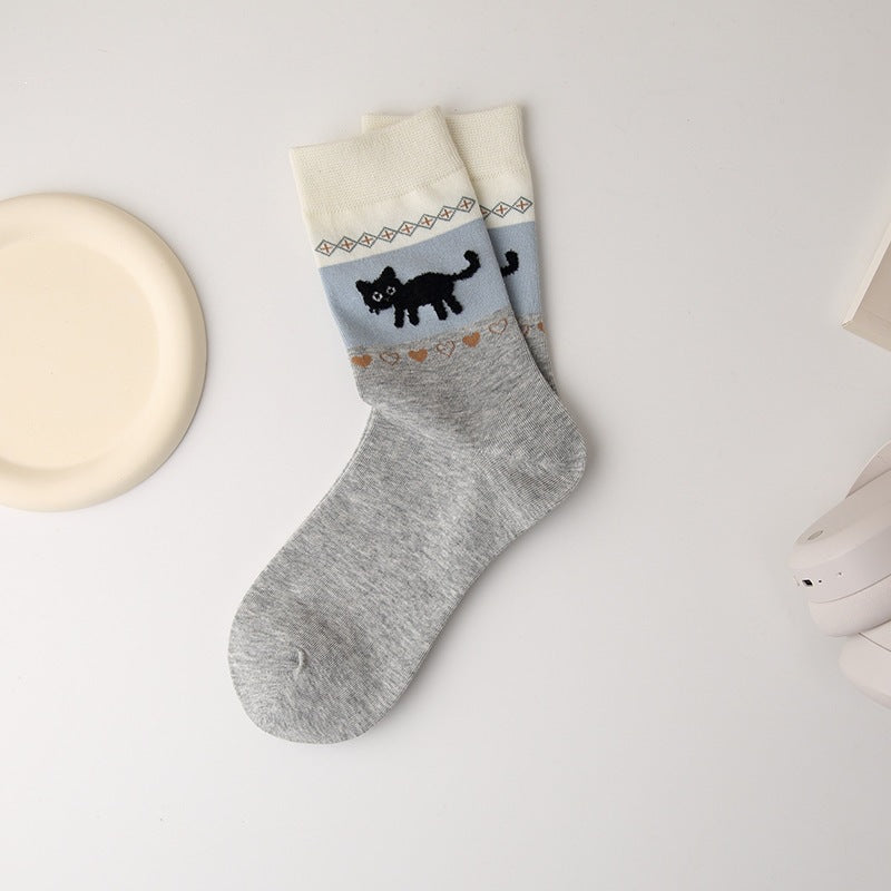 Cute Animal Print Crew Socks for Women | Retro Cotton Novelty Socks