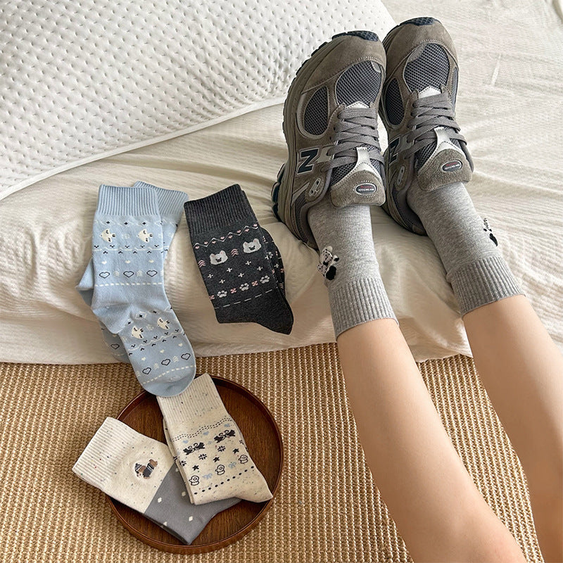 Cozy Cotton Crew Socks for Women | Cute Patterned Winter Socks