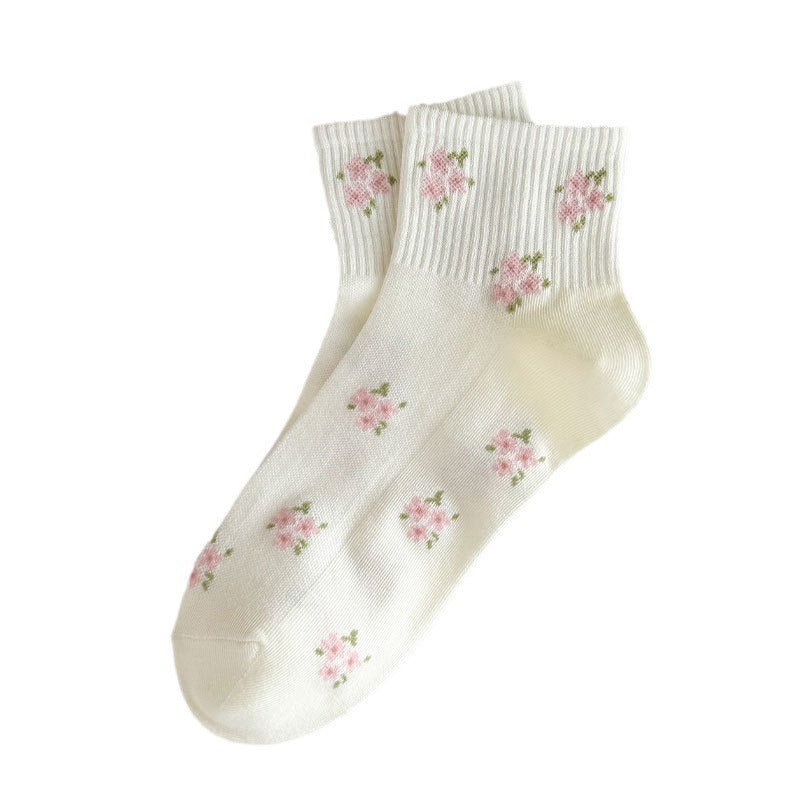 Dainty Floral Ankle Socks for Women | Breathable Everyday Socks