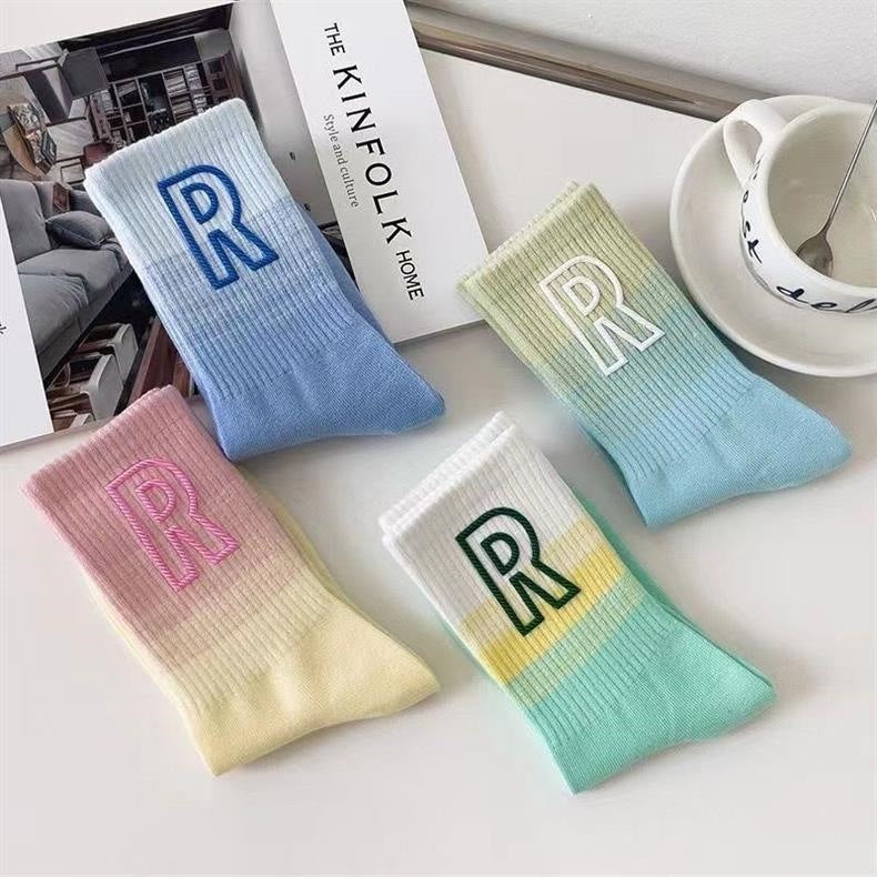 Gradient R Logo Crew Socks | Breathable Athletic Socks for Women