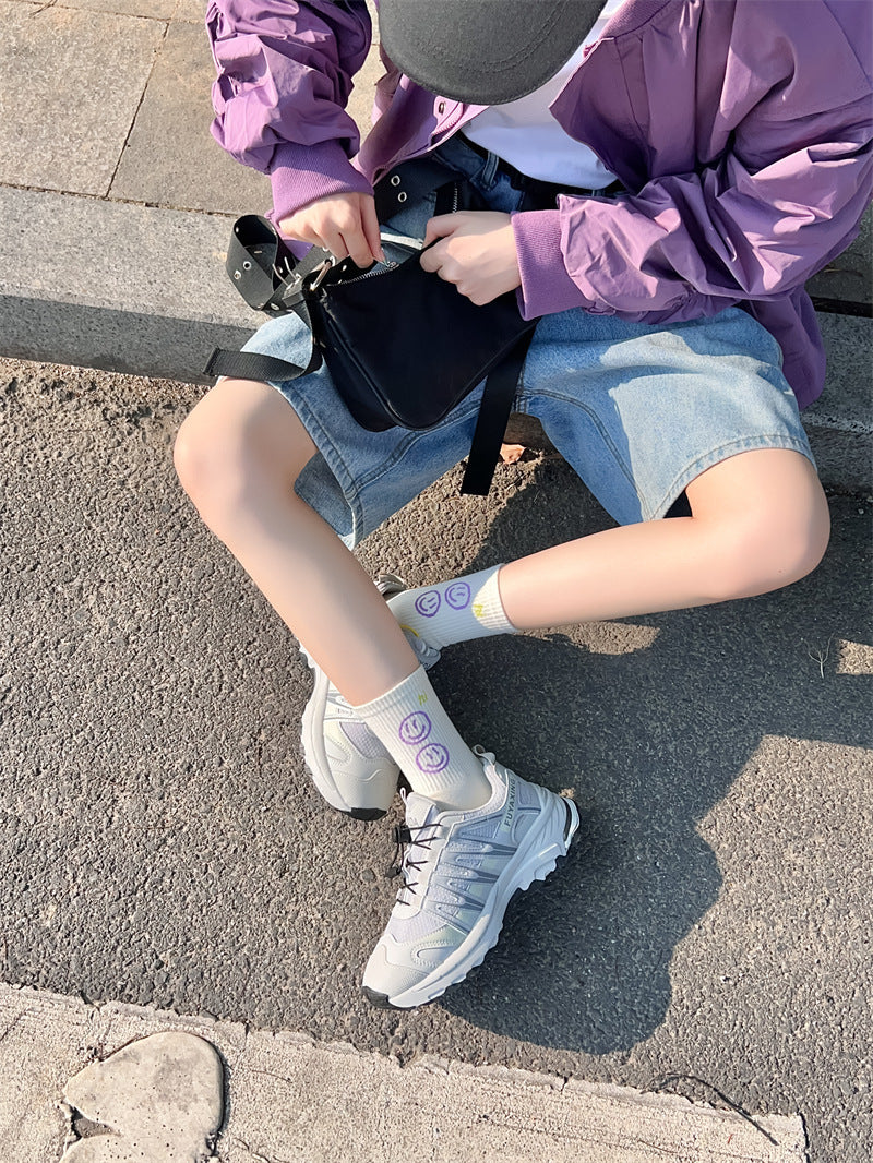 Trendy Graphic Crew Socks | Cotton Casual Athletic Socks for Women