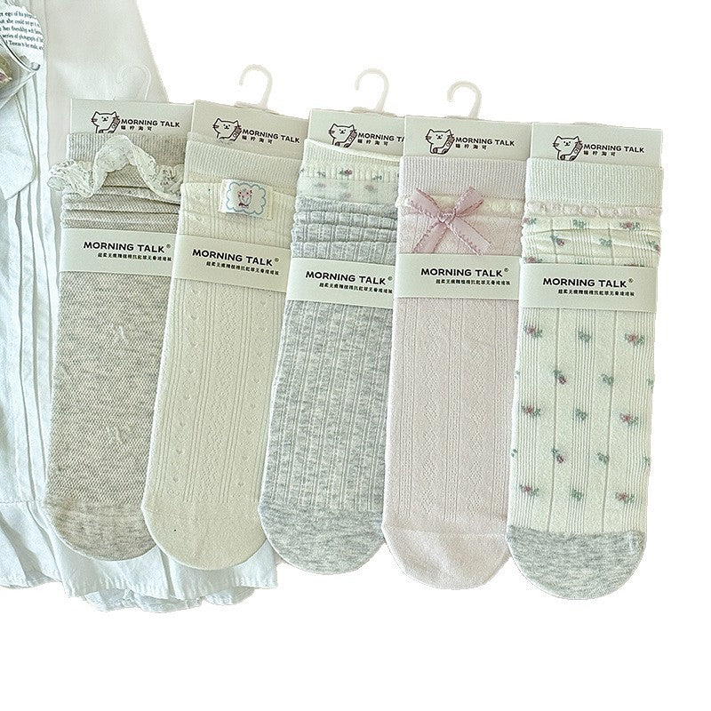 Seamless Cotton Crew Socks for Women | Fresh Pastel Slouch Socks