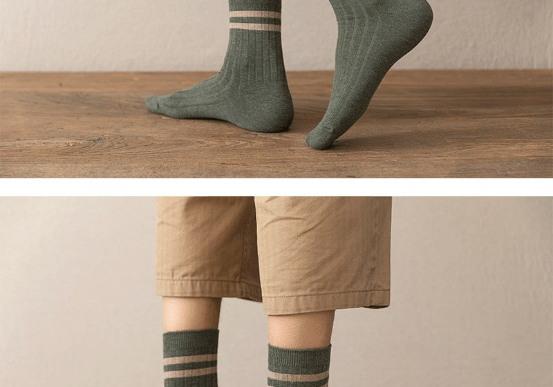 Men's Striped Cotton Crew Socks | Breathable All-Season Everyday