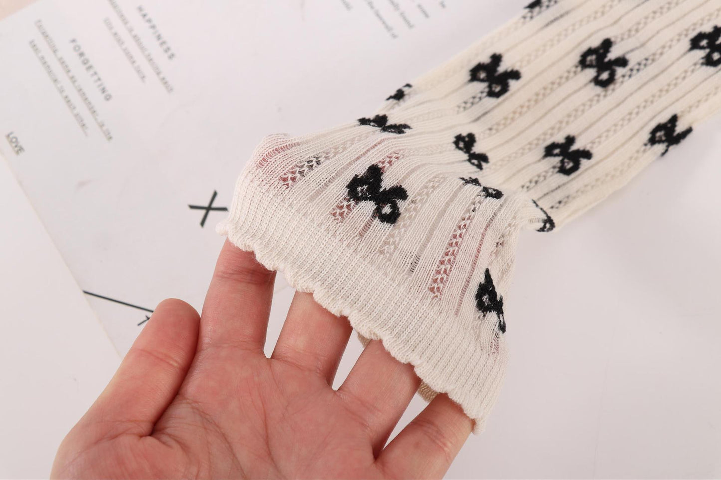 Women's Patterned Mesh Crew Slouch Socks | Balletcore Summer Socks