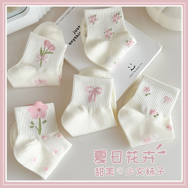 Dainty Floral Ankle Socks for Women | Breathable Everyday Socks