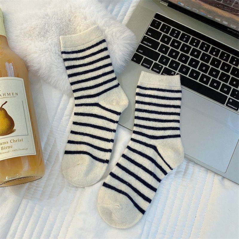 Cozy Striped Crew Socks for Women | Thick Warm Winter Socks