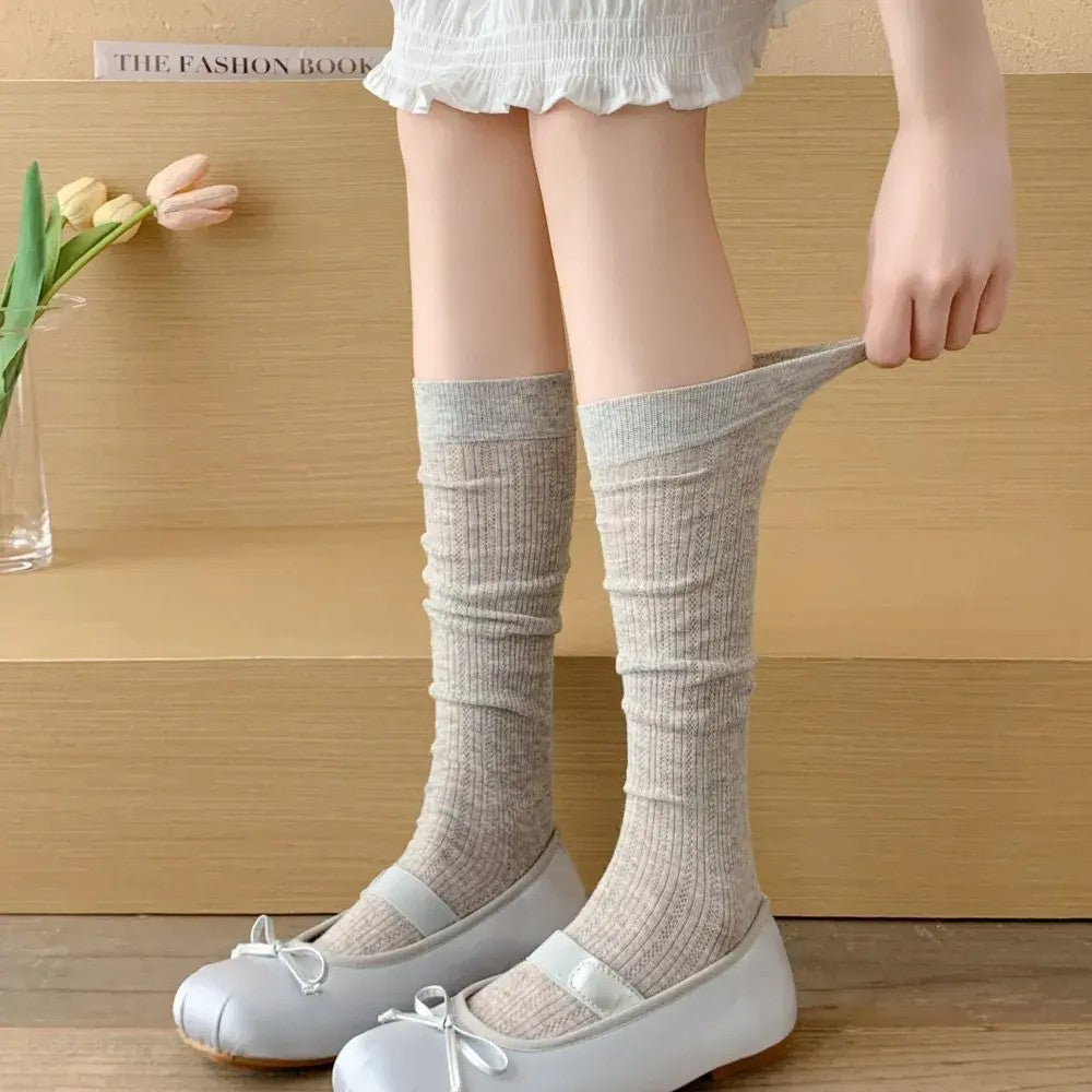 Breathable Mesh Calf Crew Socks | Ballet Miu Style Summer Socks for Women