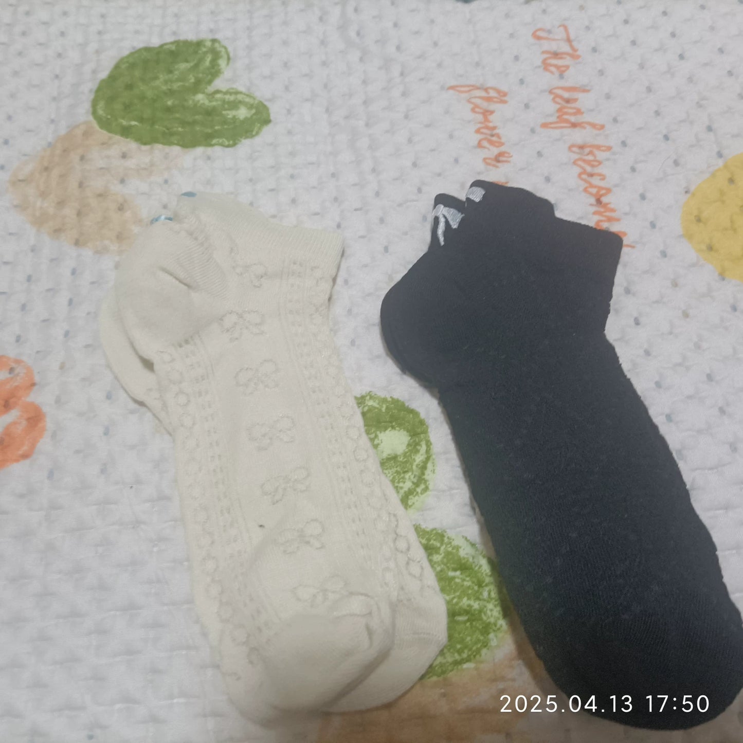 Women's Embroidered Bow Mesh Ankle Socks | Breathable Summer Socks