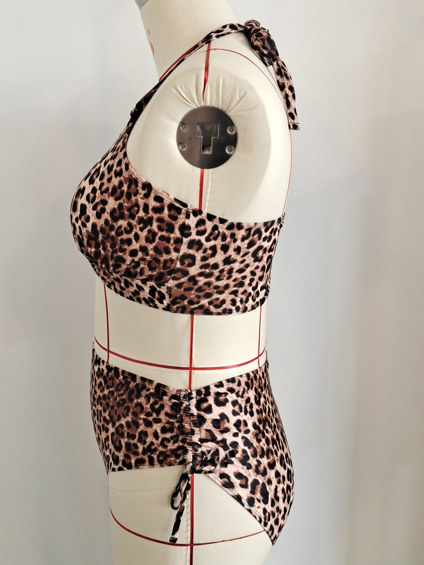 Plus Size Leopard Halter Tie-Side Bikini | Women's Beach Swimwear