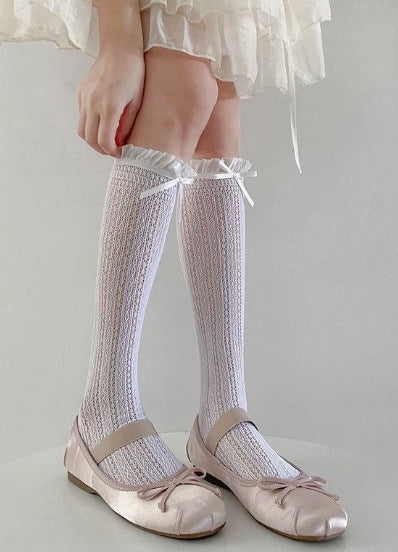 Lace Ruffled Calf High Socks | Sheer Summer Women's Socks