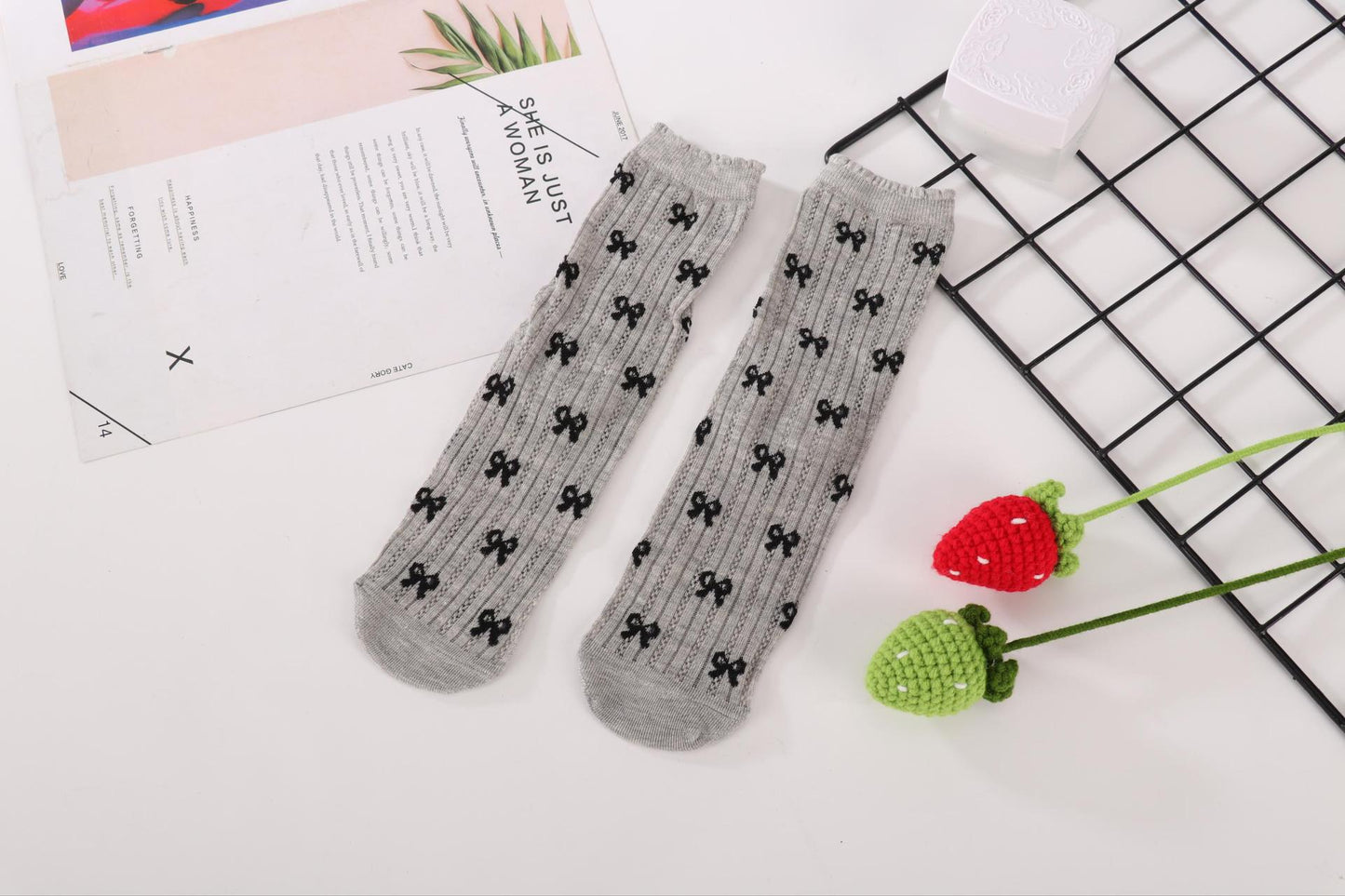 Women's Ballet Mesh Crew Socks | Breathable Patterned Summer Socks