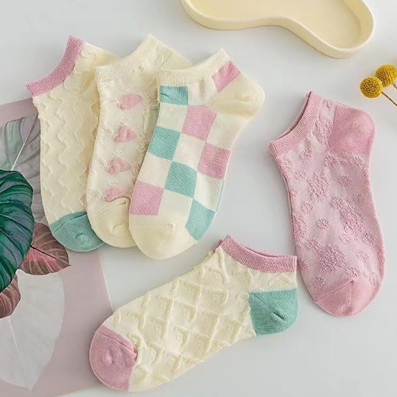 Cute Pastel Ankle Socks for Women | Breathable Cotton Low Cut