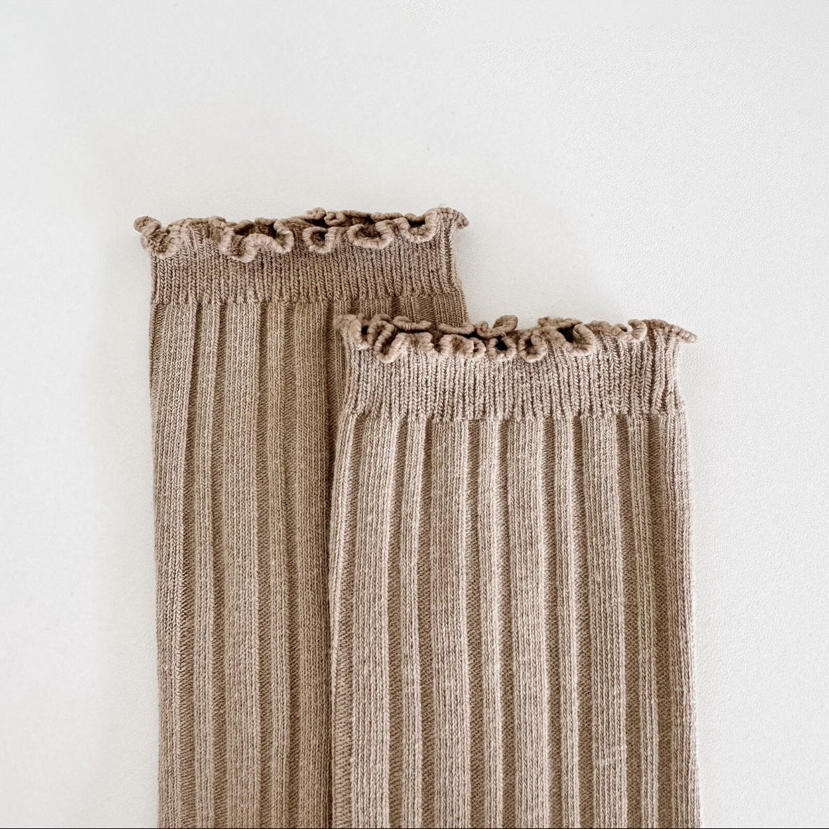 Ruffle Trim Solid Cotton Crew Socks for Women