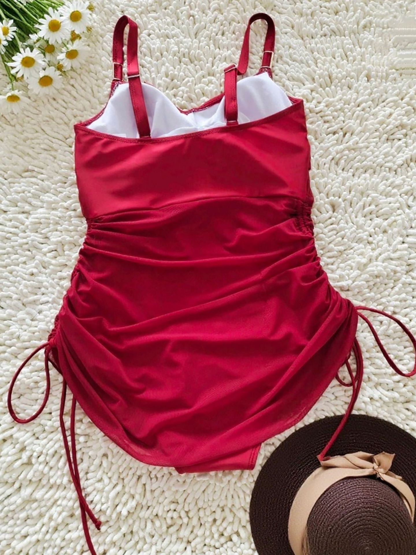 Adjustable Drawstring Skirted One-Piece Swimsuit | Flattering Swimwear