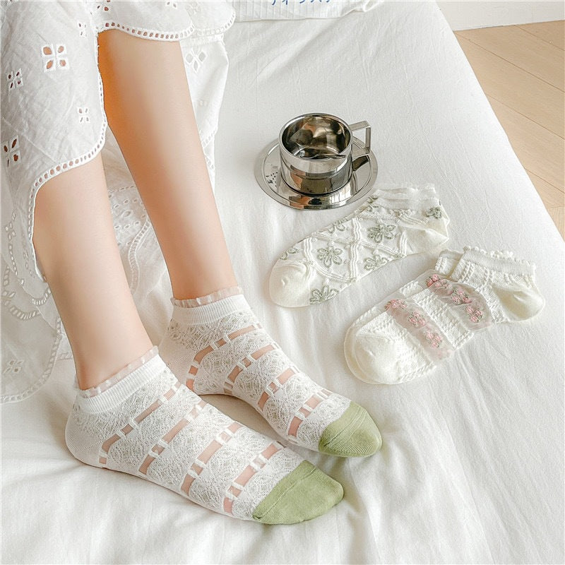 Cute Floral Ankle Socks | Thin Breathable Summer Socks for Women