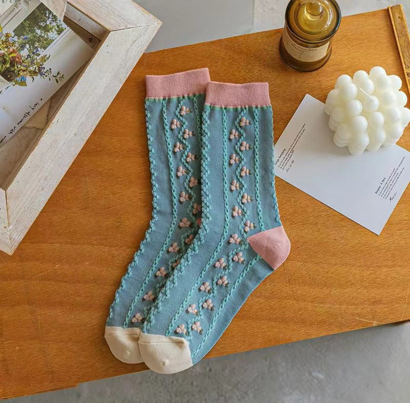 Floral Crew Socks for Women | Soft Cotton Patterned Socks